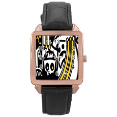 Easter Monster Sinister Happy Magic Rock Mask Face Polka Yellow Rose Gold Leather Watch  by Mariart