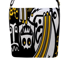 Easter Monster Sinister Happy Magic Rock Mask Face Polka Yellow Flap Messenger Bag (l)  by Mariart