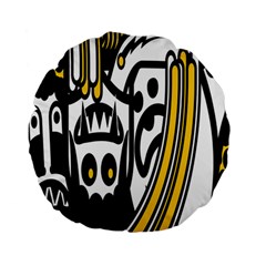 Easter Monster Sinister Happy Magic Rock Mask Face Polka Yellow Standard 15  Premium Flano Round Cushions by Mariart