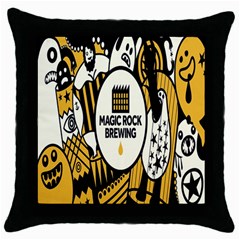 Easter Monster Sinister Happy Magic Rock Mask Face Yellow Magic Rock Throw Pillow Case (black) by Mariart