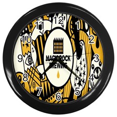 Easter Monster Sinister Happy Magic Rock Mask Face Yellow Magic Rock Wall Clocks (black) by Mariart