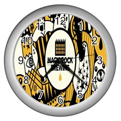 Easter Monster Sinister Happy Magic Rock Mask Face Yellow Magic Rock Wall Clocks (silver)  by Mariart