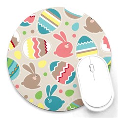 Easter Rabbit Bunny Rainbow Round Mousepads by Mariart