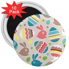 Easter Rabbit Bunny Rainbow 3  Magnets (10 Pack)  by Mariart