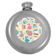 Easter Rabbit Bunny Rainbow Round Hip Flask (5 Oz) by Mariart