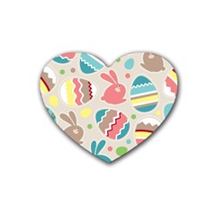 Easter Rabbit Bunny Rainbow Rubber Coaster (heart)  by Mariart