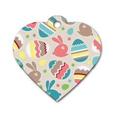 Easter Rabbit Bunny Rainbow Dog Tag Heart (one Side) by Mariart