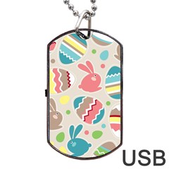 Easter Rabbit Bunny Rainbow Dog Tag Usb Flash (one Side) by Mariart