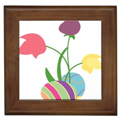 Eggs Three Tulips Flower Floral Rainbow Framed Tiles by Mariart