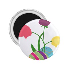 Eggs Three Tulips Flower Floral Rainbow 2 25  Magnets by Mariart