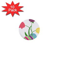 Eggs Three Tulips Flower Floral Rainbow 1  Mini Buttons (10 Pack)  by Mariart