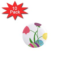 Eggs Three Tulips Flower Floral Rainbow 1  Mini Magnet (10 Pack) 