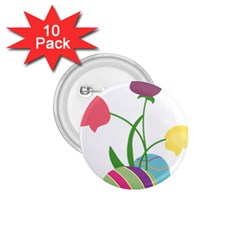 Eggs Three Tulips Flower Floral Rainbow 1 75  Buttons (10 Pack) by Mariart