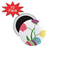 Eggs Three Tulips Flower Floral Rainbow 1 75  Magnets (10 Pack)  by Mariart