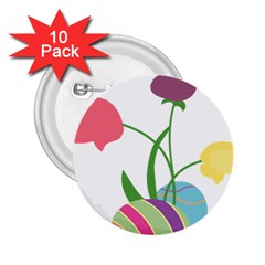 Eggs Three Tulips Flower Floral Rainbow 2 25  Buttons (10 Pack) 