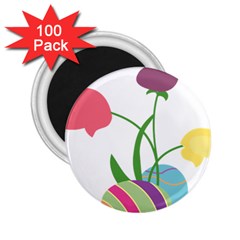 Eggs Three Tulips Flower Floral Rainbow 2 25  Magnets (100 Pack)  by Mariart