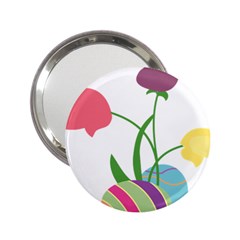 Eggs Three Tulips Flower Floral Rainbow 2 25  Handbag Mirrors