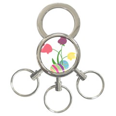 Eggs Three Tulips Flower Floral Rainbow 3-ring Key Chains