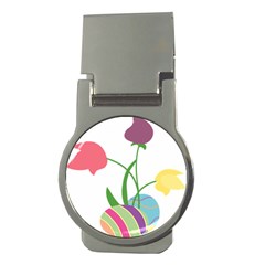 Eggs Three Tulips Flower Floral Rainbow Money Clips (round) 