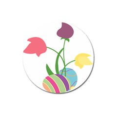 Eggs Three Tulips Flower Floral Rainbow Magnet 3  (round) by Mariart