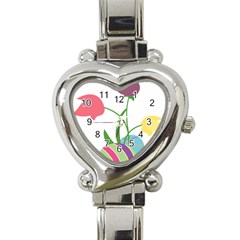 Eggs Three Tulips Flower Floral Rainbow Heart Italian Charm Watch by Mariart