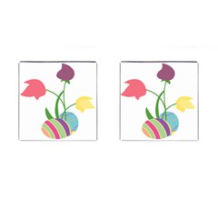 Eggs Three Tulips Flower Floral Rainbow Cufflinks (square) by Mariart