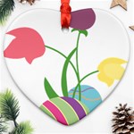 Eggs Three Tulips Flower Floral Rainbow Heart Ornament (Two Sides) Back