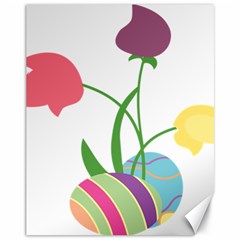 Eggs Three Tulips Flower Floral Rainbow Canvas 11  X 14   by Mariart