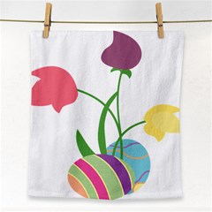 Eggs Three Tulips Flower Floral Rainbow Face Towel by Mariart