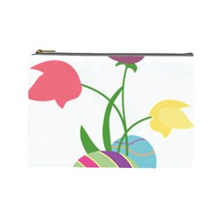 Eggs Three Tulips Flower Floral Rainbow Cosmetic Bag (large)  by Mariart