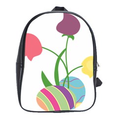 Eggs Three Tulips Flower Floral Rainbow School Bags(large)  by Mariart