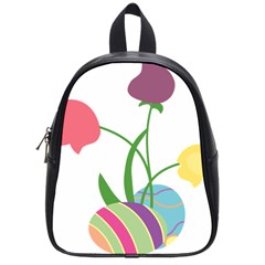 Eggs Three Tulips Flower Floral Rainbow School Bags (small)  by Mariart