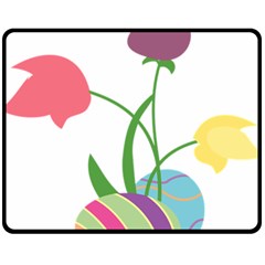 Eggs Three Tulips Flower Floral Rainbow Fleece Blanket (medium)  by Mariart