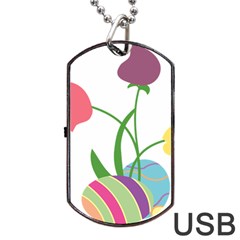 Eggs Three Tulips Flower Floral Rainbow Dog Tag Usb Flash (one Side) by Mariart