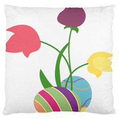 Eggs Three Tulips Flower Floral Rainbow Large Cushion Case (two Sides) by Mariart