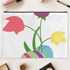 Eggs Three Tulips Flower Floral Rainbow Cosmetic Bag (xxxl)  by Mariart