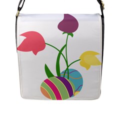 Eggs Three Tulips Flower Floral Rainbow Flap Messenger Bag (l)  by Mariart