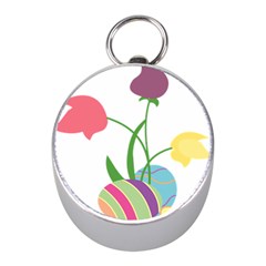 Eggs Three Tulips Flower Floral Rainbow Mini Silver Compasses by Mariart