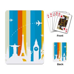 Eiffel Tower Monument Statue Of Liberty Playing Card by Mariart