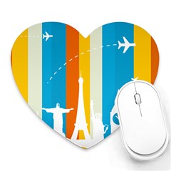 Eiffel Tower Monument Statue Of Liberty Heart Mousepads by Mariart