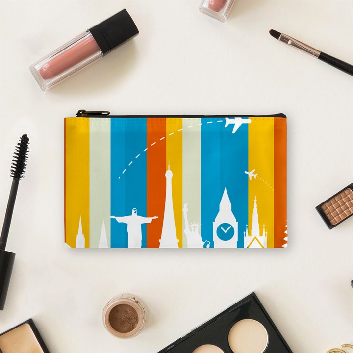 Eiffel Tower Monument Statue Of Liberty Cosmetic Bag (Small) 