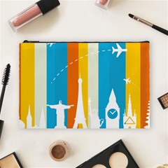 Eiffel Tower Monument Statue Of Liberty Cosmetic Bag (large)  by Mariart