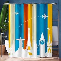 Eiffel Tower Monument Statue Of Liberty Shower Curtain 60  X 72  (medium)  by Mariart