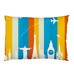 Eiffel Tower Monument Statue Of Liberty Pillow Case (two Sides) by Mariart