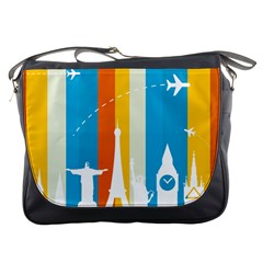 Eiffel Tower Monument Statue Of Liberty Messenger Bags by Mariart