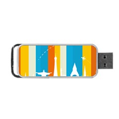 Eiffel Tower Monument Statue Of Liberty Portable Usb Flash (two Sides) by Mariart