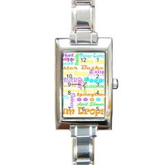 Easter Subway Blossoms Color Rainbow Chocolate Rectangle Italian Charm Watch by Mariart