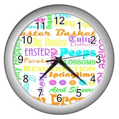 Easter Subway Blossoms Color Rainbow Chocolate Wall Clocks (silver)  by Mariart