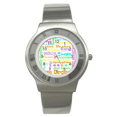 Easter Subway Blossoms Color Rainbow Chocolate Stainless Steel Watch