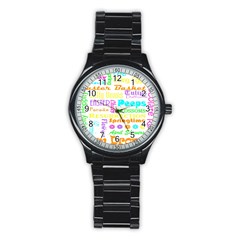 Easter Subway Blossoms Color Rainbow Chocolate Stainless Steel Round Watch by Mariart